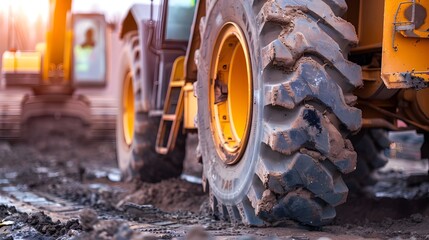 Heavy Construction Machinery Onsite for Building Development Project
