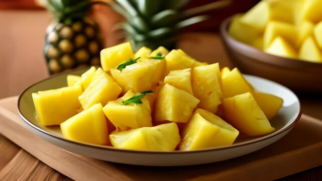  Deliciously fresh pineapple chunks ready to be savored