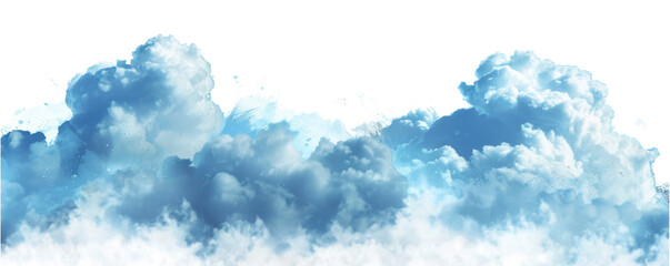 Blue cloud border isolated on transparent or white background 