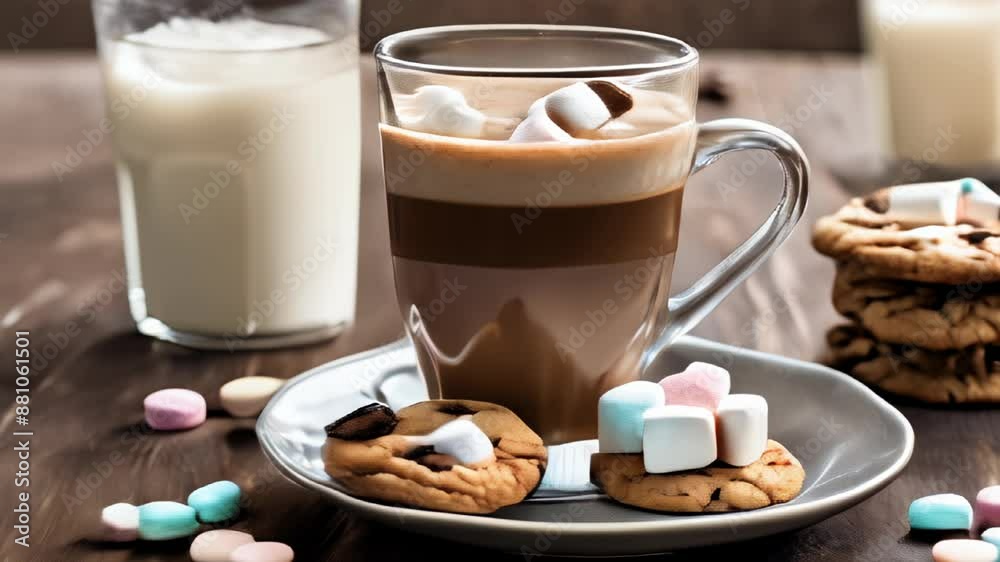 Canvas Prints  Deliciously indulgent hot chocolate with marshmallows and cookies