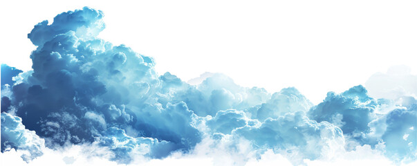 Blue cloud border isolated on transparent or white background 