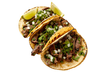 Delicious Mexican Carne Asada tacos filled with fresh ingredients like meat, onions, and cilantro.
