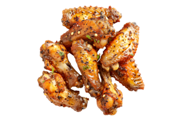 Delicious crispy Lemon Pepper chicken wings garnished with fresh cilantro, great for appetizers or main meals.
