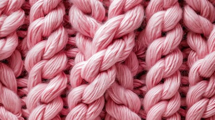 Close up of textured pink knitted wool background