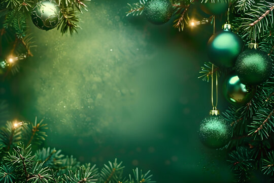 green christmas background banner with metal texture design and soft center lighting