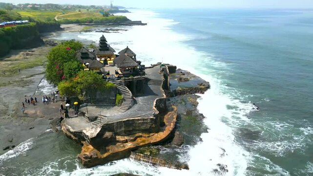 aerial view of hindu temple in tanah lot