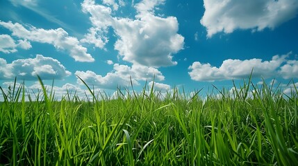Obraz premium Wide Open Grassland Under Blue Sky