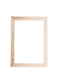 A wooden frame with a white background