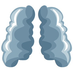 human, healthy lungs in the shape of blue clouds, symbolizing the importance of clean air for respiratory organs, lung cancer day icon