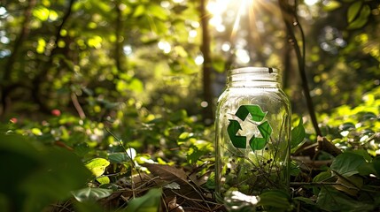 photo of plastic waste with recycling icon. industrial and educational themed photos. AI generated illustration