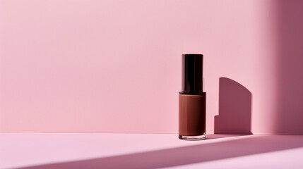 Minimalist High-End Foundation Bottle on Soft Pink Background
