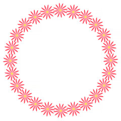 round frame made of purple with yellow flowers over white