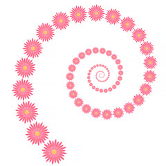 elegant spiral made of purple with orange flowers and isolated on white