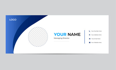 Corporate Email signature template or email footer and personal social media cover templates with an author photo place creative modern layout