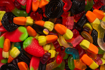 Assorted colorful gummy candies. Jelly  sweets.