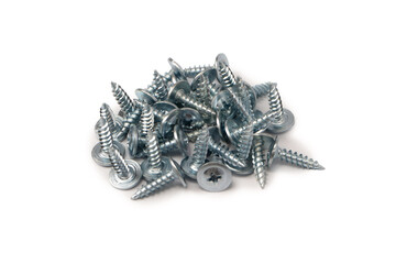 Screw-washer to wood isolated on a white background.