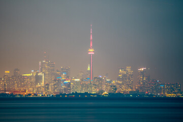 Cityscape glow at night