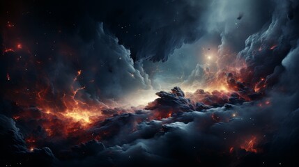 Fototapeta premium Fiery Nebula in the Cosmic Expanse