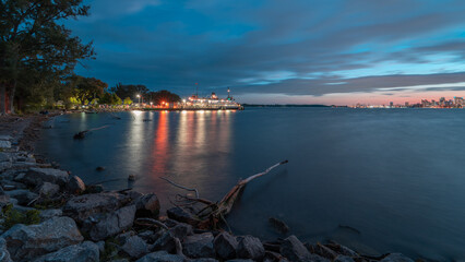 Ferry docked at island