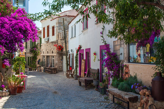 Alacati street view in Turkey