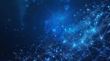 Fototapeta premium Abstract Blue Network Background with Glowing Lights
