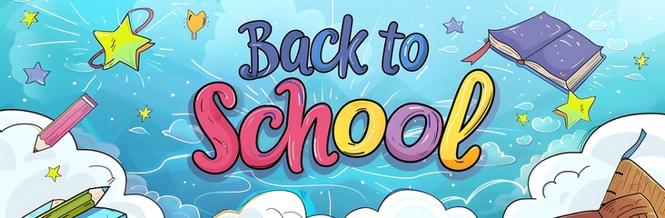 Whimsical Back to School Supplies Themed Illustration