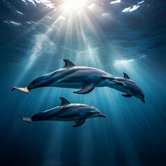 Obraz premium Dolphin family 
