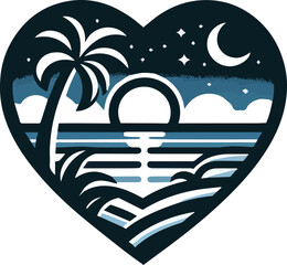 tropical island with palms, vector, illustration, design, palm, icon, tree, tropical, summer, nature, sea, art, logo, symbol, sun, water, pattern, tattoo, silhouette, cartoon, beach, island, leaf, 