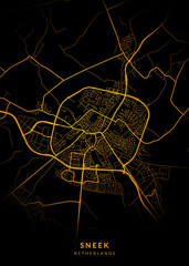 Sneek City Map Poster Minimalist - Sneek City Modern Wall Art Home Decor Ready to Printable
