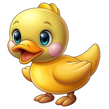 recommend clip art: Cute baby duck  standing and smile on white background
