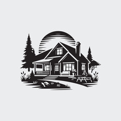 Real estate home hand drawn house silhouette logo