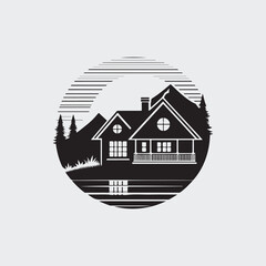 Real estate home hand drawn house silhouette logo