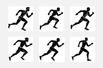 silhouettes of people running