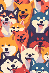 Naklejka premium seamless pattern with cats and dogs