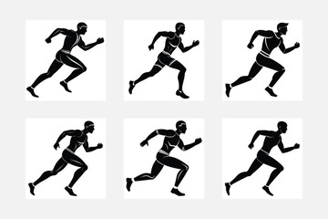 silhouettes of people running