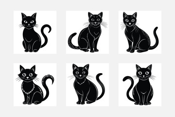 black and white Halloween cats 