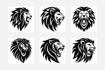 set of lion heads