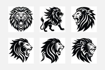 lion tribal tattoo set