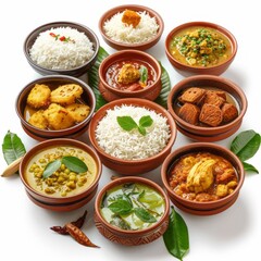 kerala food on white background 