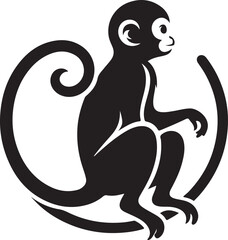 black and white illustration of a monkey