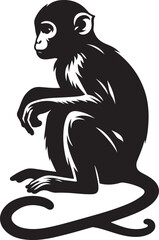 black and white illustration of a monkey