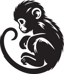 black and white illustration of a monky