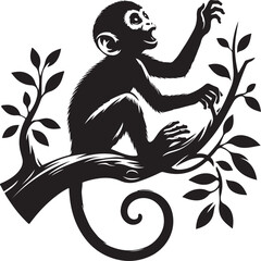 black and cartoon illustration of a monkey