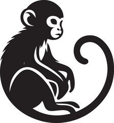 black and cartoon illustration of a monkey