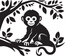 black and cartoon illustration of a monkey