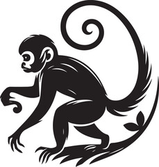 black and cartoon illustration of a monkey