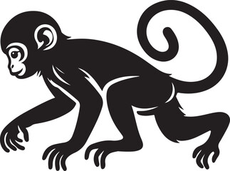 black and white illustration of a monky
