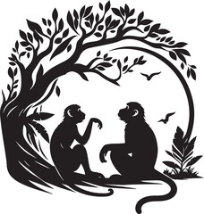 black and cartoon illustration of a monkey