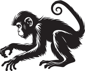 black and cartoon illustration of a monkey