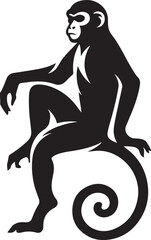 black and cartoon illustration of a monkey
